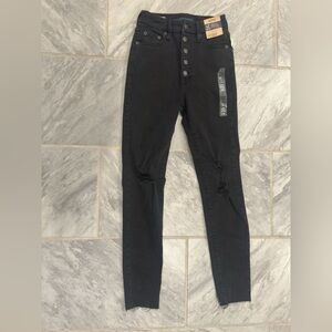 NWT Aeropostale Women Black Distresed Super High Rise Curvy Jegging Sz2R Stretch